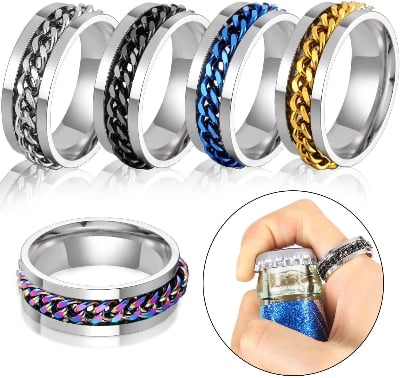 Picture of Men's Chain Metal Ring- Stainless Steel Finger Ring