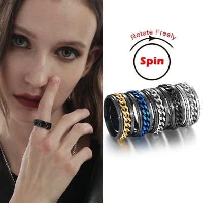 Picture of Men's Chain Metal Ring- Stainless Steel Finger Ring