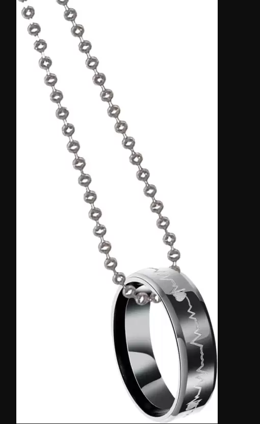 Picture of Fashionable Finger Ring With Necklace For Men- Man's Fashionable Ring & Chain - , Silver, 