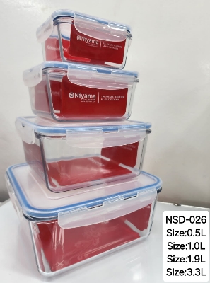 Picture of 4 pcs Set Microwave Oven Heating Lunch Box Healthy Glass Food Container with Lid NSD-026 Multicolor