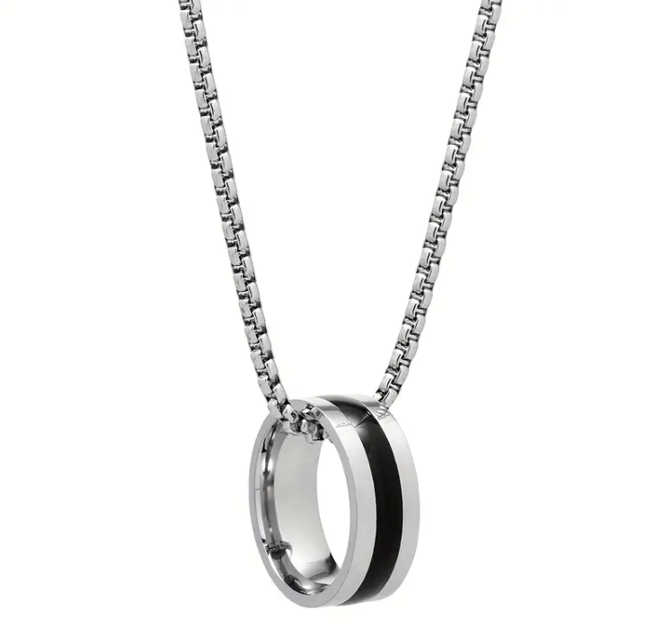 Picture of Fashionable Rounded Finger Ring & Chain Necklace-FashionAble Chain For Men - Silver