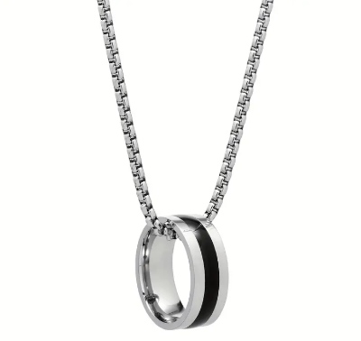 Picture of Fashionable Rounded Finger Ring & Chain Necklace-FashionAble Chain For Men - Silver