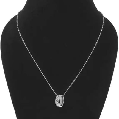 Picture of Simple Necklace With Finger Ring Men's Plain Color Necklace- Fashion Chain - Silver