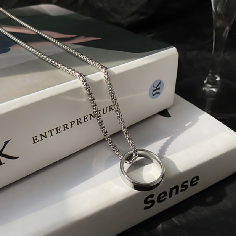 Picture of Stainless Steel Necklace Snake Chain & Finger Ring Chain Rock Man - Silver