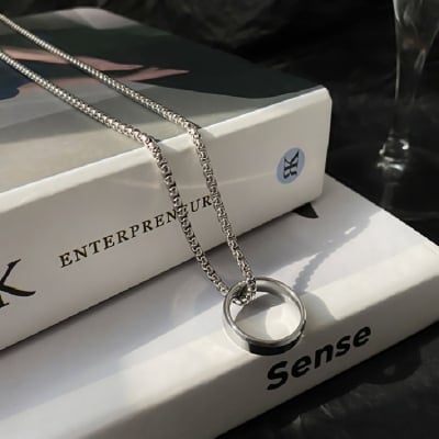 Picture of Stainless Steel Necklace Snake Chain & Finger Ring Chain Rock Man - Silver