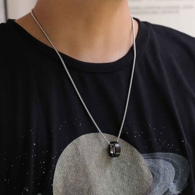 Picture of Stainless Steel Necklace Snake Chain & Finger Ring Chain Rock Man - Silver