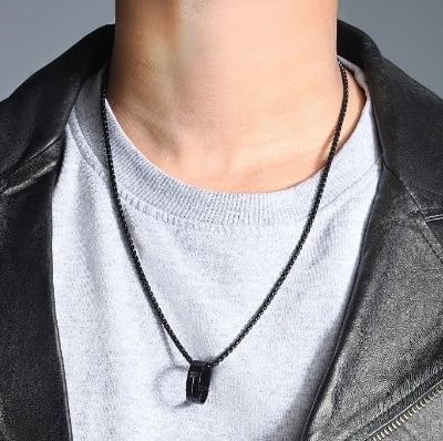Picture of Black Thick Snake Chain Neck- Fashion Snake Chain For Men - Black