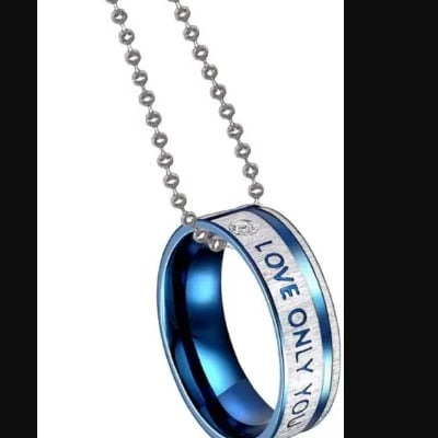 Picture of Thick Ring & Chain Necklace- Stylish Ring & Chain- Fashionable Ring & Chain - , Black