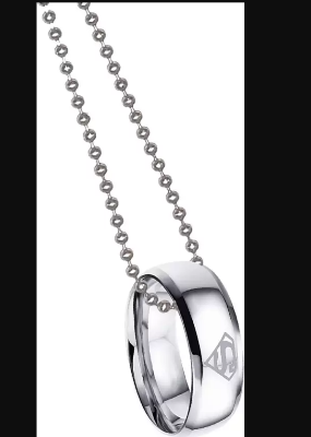Picture of Thick Ring & Chain Necklace- Stylish Ring & Chain- Fashionable Ring & Chain - , Black