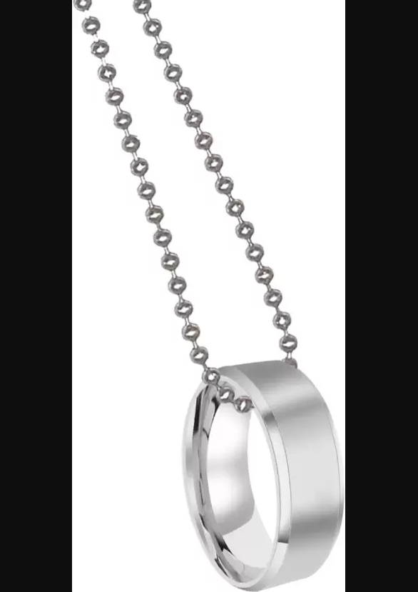 Picture of Thick Ring & Chain Necklace- Stylish Ring & Chain- Fashionable Ring & Chain - , Black
