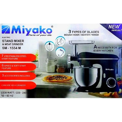 Picture of 7 Liter Miyako Electric Stand Mixer & Meat Grinder 2200Watt | SM-1554 Multicolor