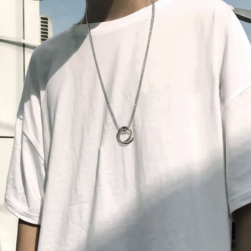 Picture of Stainless Steel Necklace For Men- Finger Ring With Necklace - Silver