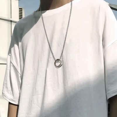 Picture of Stainless Steel Necklace For Men- Finger Ring With Necklace - Silver