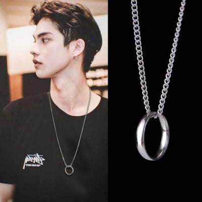 Picture of Stainless Steel Necklace For Men- Finger Ring With Necklace - Silver