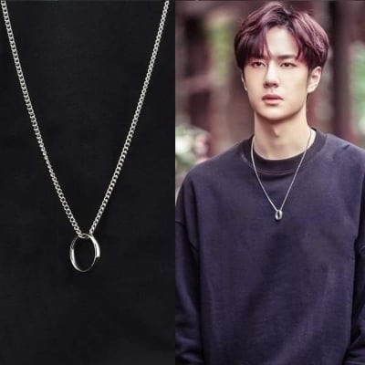 Picture of Luxury & Minimalist Flat Ring With Chain Necklace- Finger Ring & Chain - Silver