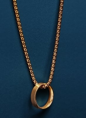 Picture of Stainless Steel Rofe Chain Necklace For Men- Finger Ring With Necklace
