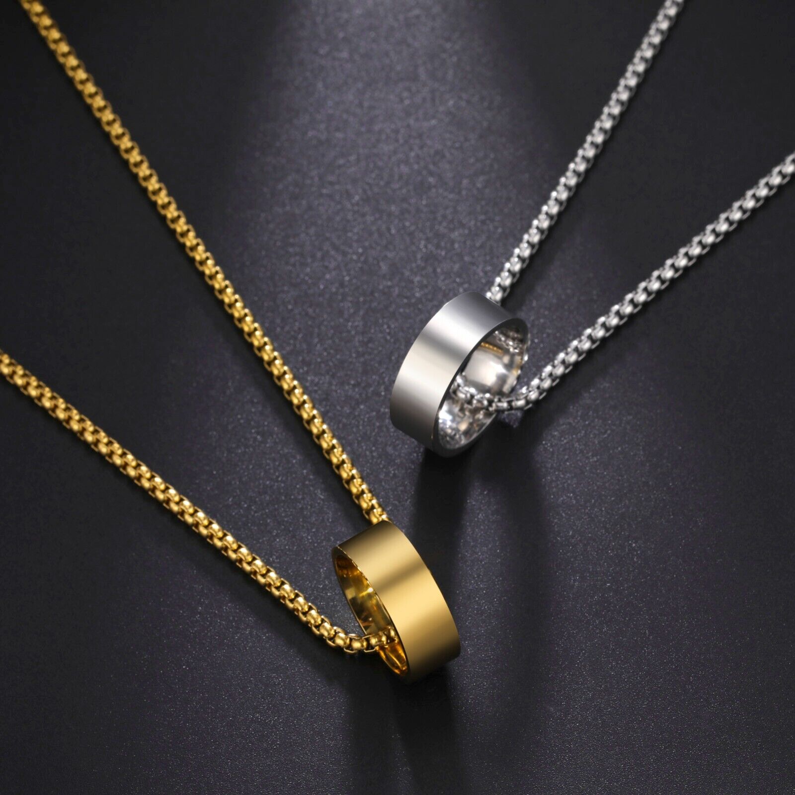 Picture of Simple Necklace With Finger Ring Men's Plain Color Necklace- Fashion Chain
