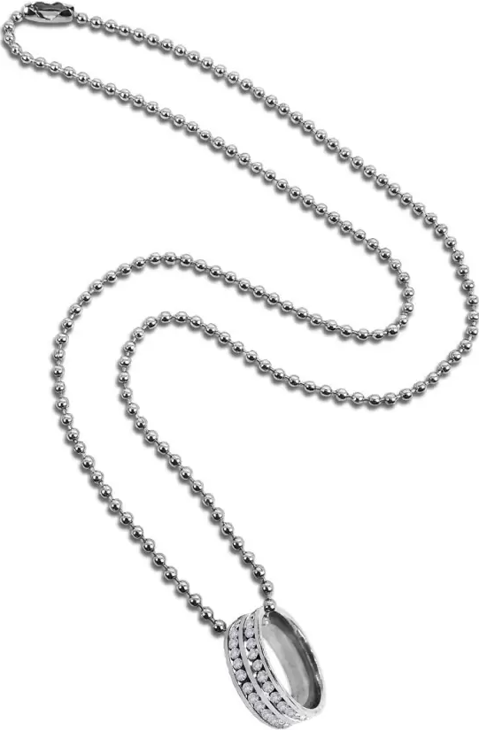 Picture of Stainless steel Chain Necklace For Men- Finger Ring With Necklace - Silver