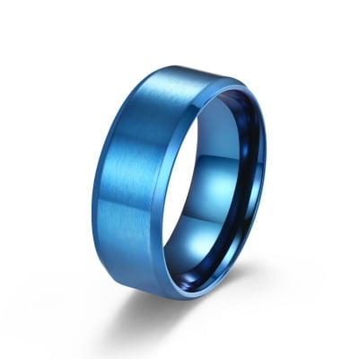Picture of Titanium Steel Black Finger Rings Set For Man - Blue