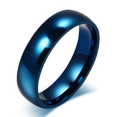 Picture of Titanium Steel Black Finger Rings Set For Man - Blue