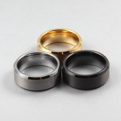 Picture of Men and Women Simple Fashion Cool Polishing Ring Silver Gold Black Blue Titanium Steel Ring