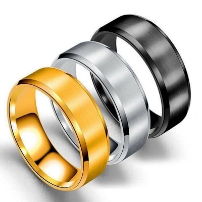 Picture of Titanium Steel Finger Rings Set For Man  Ring Silver Gold Black Blue Titanium Steel Ring