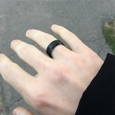 Picture of New fashion titanium steel type ring - Black