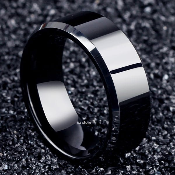 Picture of New fashion titanium steel type ring - Black