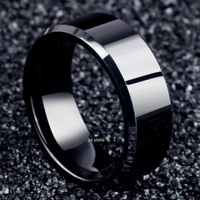 Picture of New fashion titanium steel type ring - Black