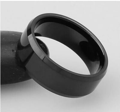 Picture of New fashion titanium steel type ring - Black