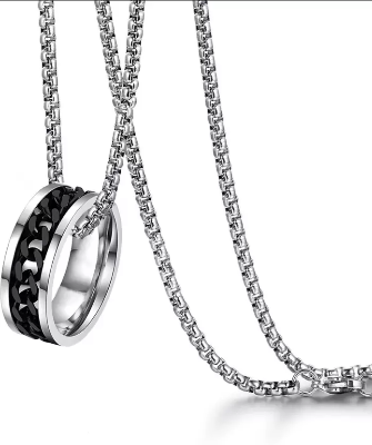 Picture of Fashionable Rounded  Finger Ring & Chain Necklace-FashionAble Chain For Men