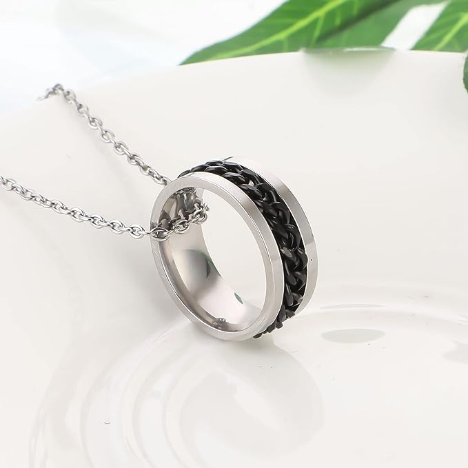 Picture of Neck Chains Men Stainless Steel-Finger Ring With Necklace