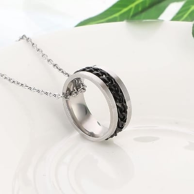Picture of Neck Chains Men Stainless Steel-Finger Ring With Necklace