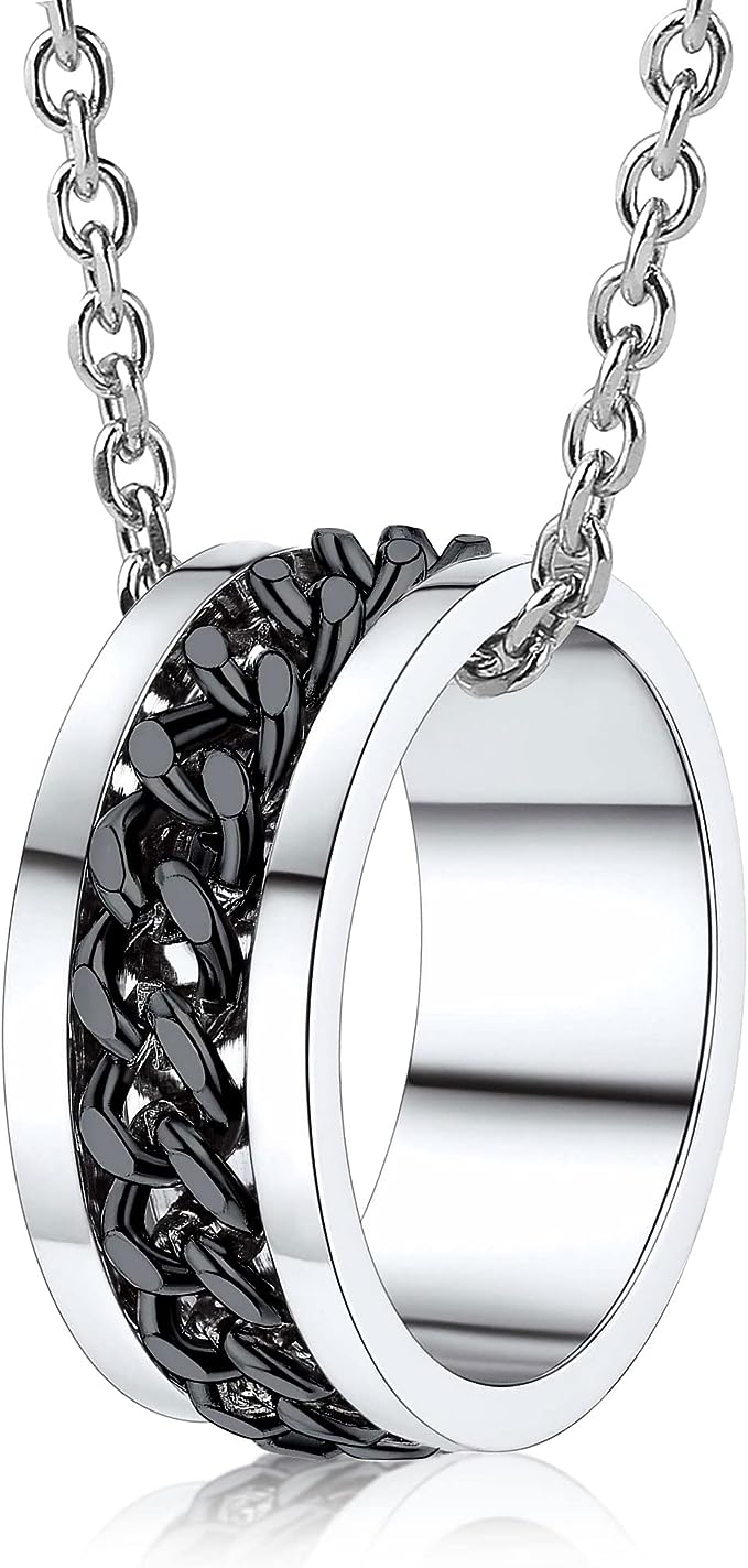 Picture of Neck Chains Men Stainless Steel-Finger Ring With Necklace