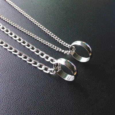 Picture of Stainless Steel Necklace Snake Chain & Finger Ring Chain Rock Man - Silver