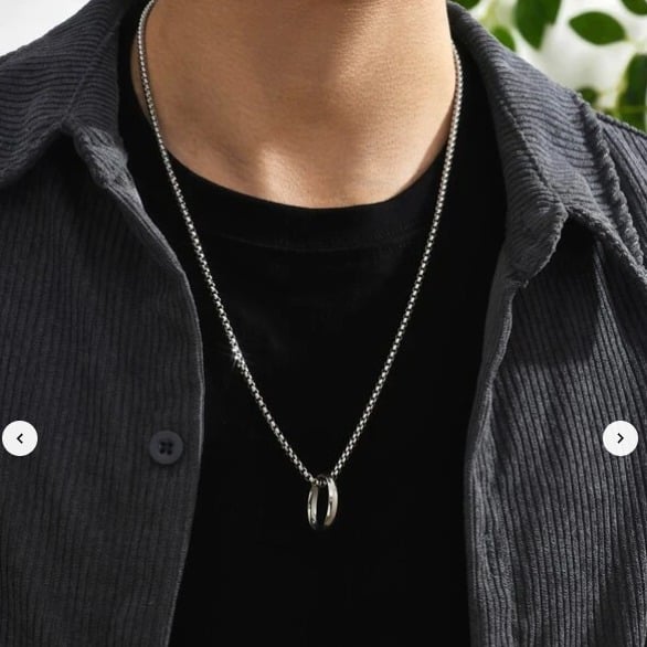 Picture of Stainless Steel Necklace Snake Chain & Finger Ring Chain Rock Man - Silver