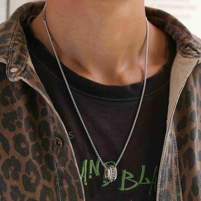Picture of Stainless Steel Necklace Snake Chain & Finger Ring Chain Rock Man