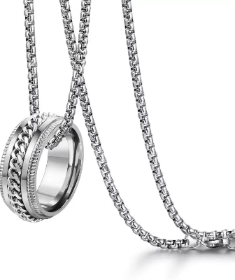 Picture of Stainless Steel Necklace Snake Chain & Finger Ring Chain Rock Man