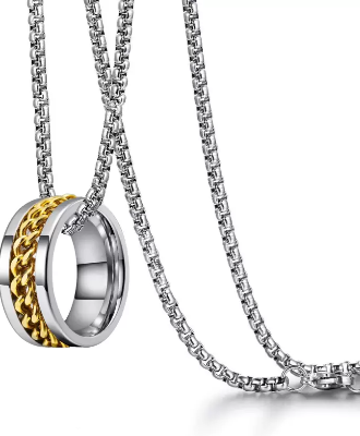 Picture of Fashionable Finger Ring With Necklace For Men- Man's Fashionable Ring & Chain