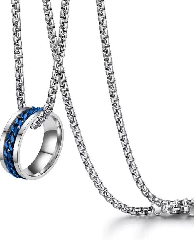 Picture of Fashionable Finger Ring With Necklace For Men- Man's Fashionable Ring & Chain