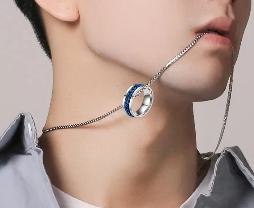 Picture of Fashionable Finger Ring With Necklace For Men- Man's Fashionable Ring & Chain