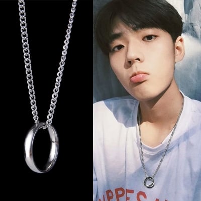 Picture of Neck Chains Men Stainless Steel-Finger Ring With Necklace - Silver