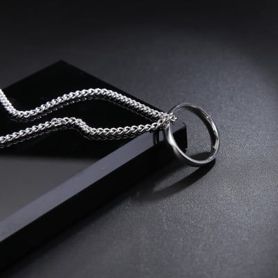 Picture of Fashionable Finger Ring With Necklace For Men- Man's Fashionable Ring & Chain - Silver