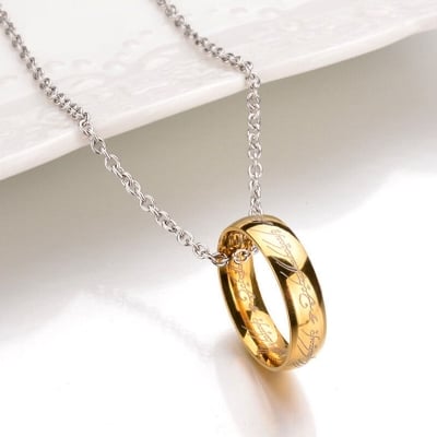 Picture of Fashionable Finger Ring With Necklace For Men- Man's Fashionable Ring & Chain - Silver