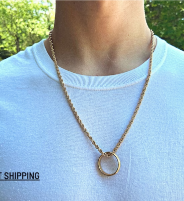 Picture of Stainless Steel Chain Necklace For Men- Finger Ring With Necklace