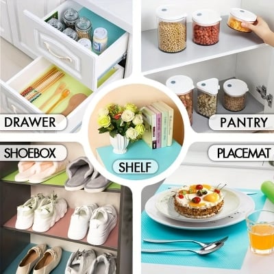 Picture of 4PCS EVA Waterproof Refrigerator Liner Mat Washable Mildew Kitchen Pad Anti-oil Cabinet Drawer Placemat Heat-insulat Fridge Mat Multicolor