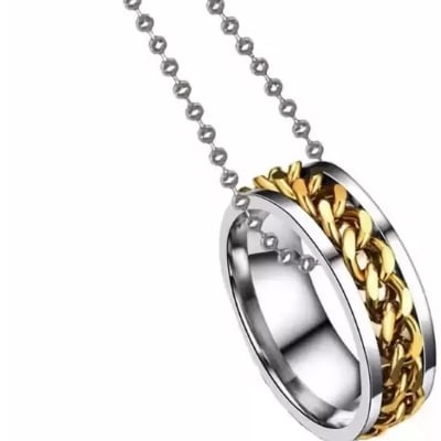 Picture of Fashionable Rounded Finger Ring & Chain Necklace-FashionAble Chain For Men