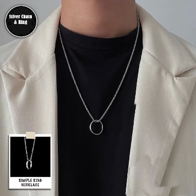 Picture of Luxury & Minimalist Flat Ring With Chain Necklace- Finger Ring & Chain