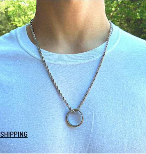 Picture of Luxury & Minimalist Flat Ring With Chain Necklace- Finger Ring & Chain