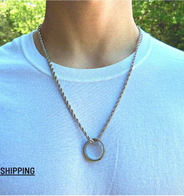 Picture of Luxury & Minimalist Flat Ring With Chain Necklace- Finger Ring & Chain